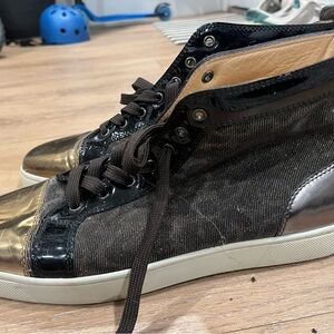 Christian Louboutin Black and Gold Sneakers